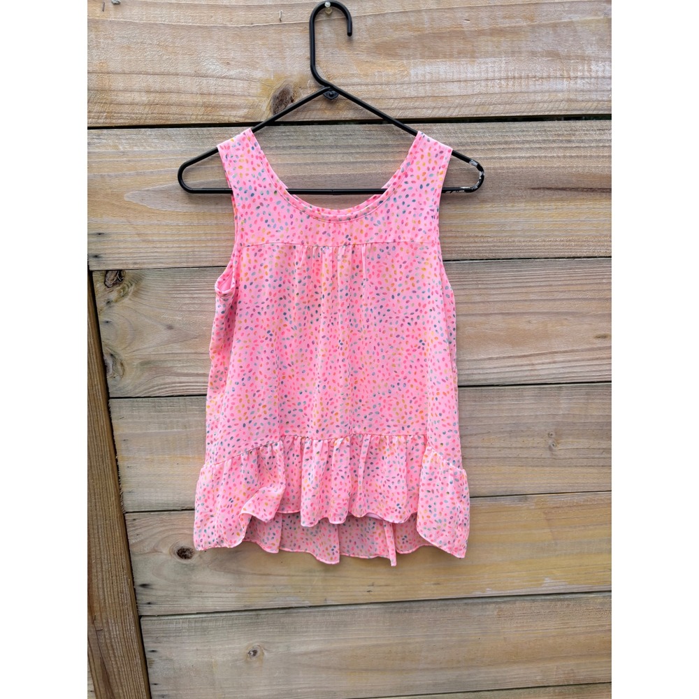 Cherokee Girls XL 14/16 Pink Confetti Dot Peplum Sleeveless Blouse women's XS